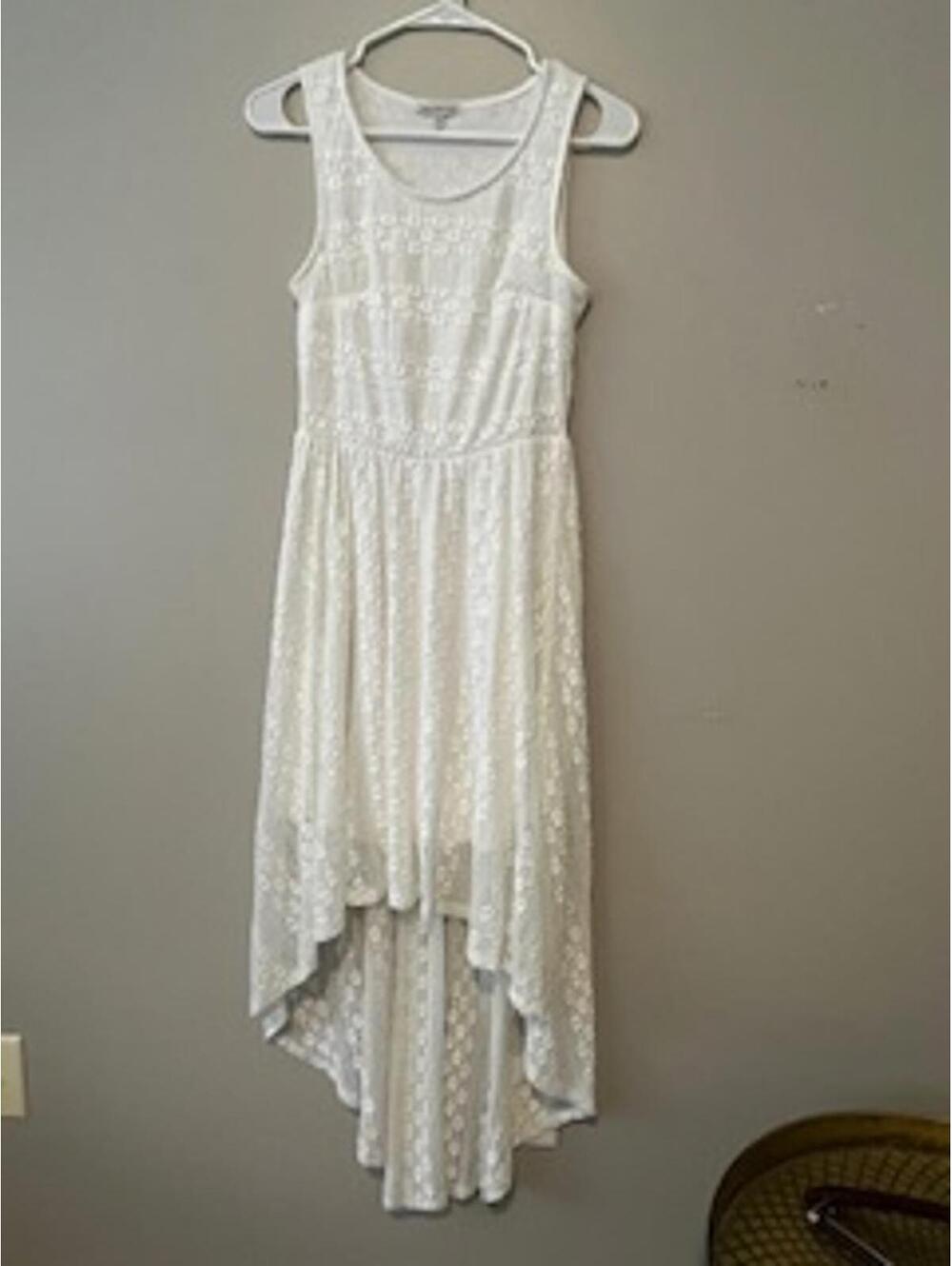 Charlotte Russe Ivory Lace High Low Dress Sleeveless White Boho Wedding Small